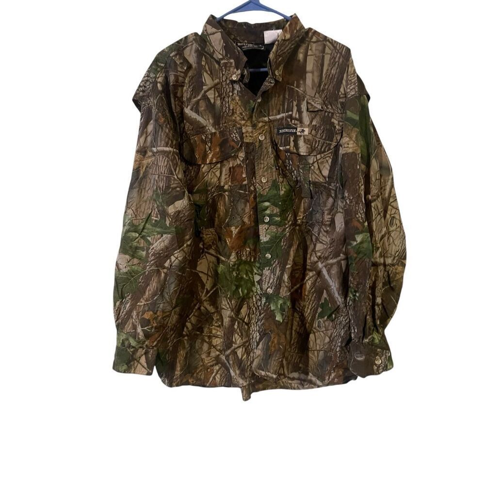 Winchester Mens RealTree Hardwoods Camo Button-Down Shirt Size XL